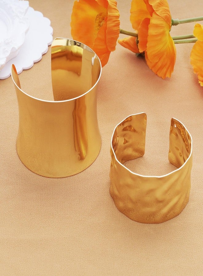 Sdfvsdg 2PCS Gold Chunky Cuff Bracelets for Women Irregular Minimalist Gold Statement Open Wide Bangle Bracelets Set Arm Cuff Upper Arm Punk Jewelry - Image 3